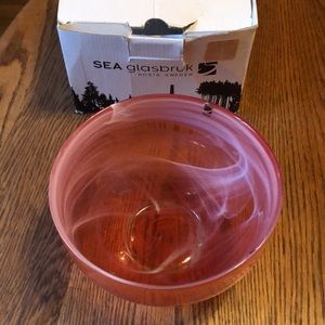 Kosta Sweden Orange Glass Bowl with box